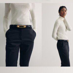 H&M High Waisted Straight Leg Slacks/Trousers with Pockets - Size 10 in Black